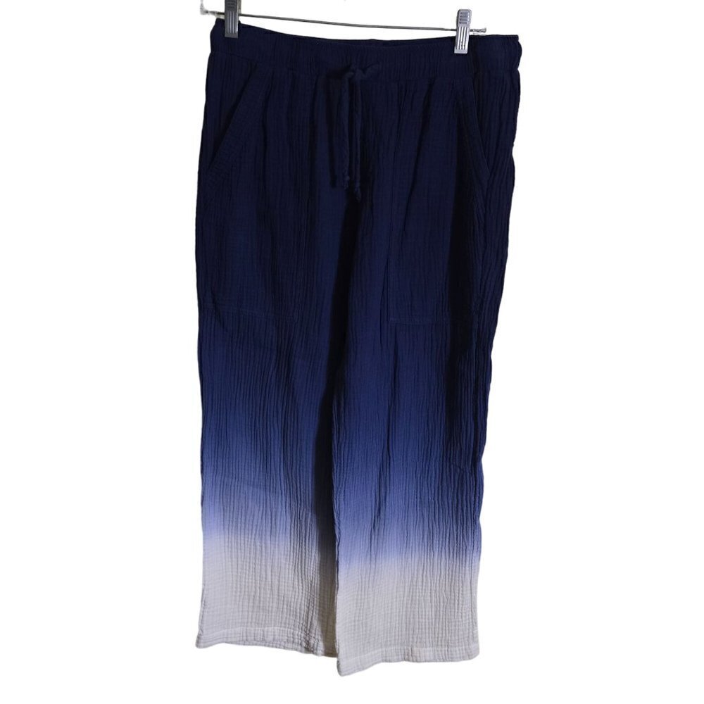 Young Fabulous & Broke Navy Dip Dye Crinkle Cotton Pants Size M